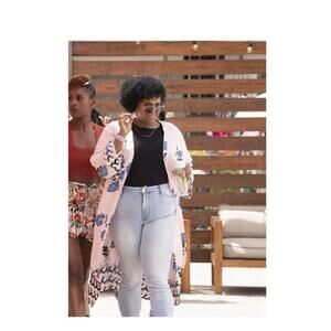 Forever 21 Pink  Floral Kimono Duster